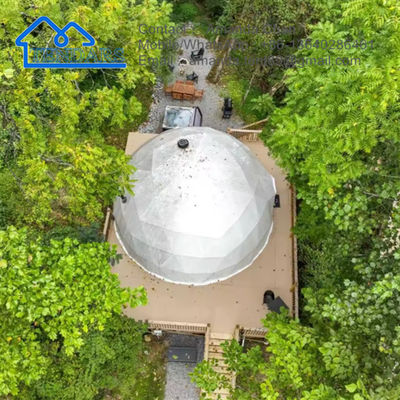 वाणिज्यिक गुंबद तम्बू आउटडोर इग्लू ग्लैम्पिंग तम्बू बाथरूम के साथ भूगर्भीय गुंबद तम्बू